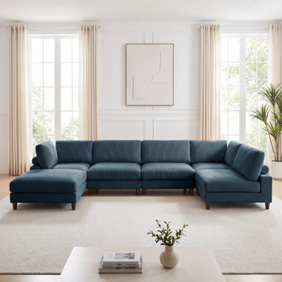6 - Piece Solid Wood Frame Corduroy Modular Sofa