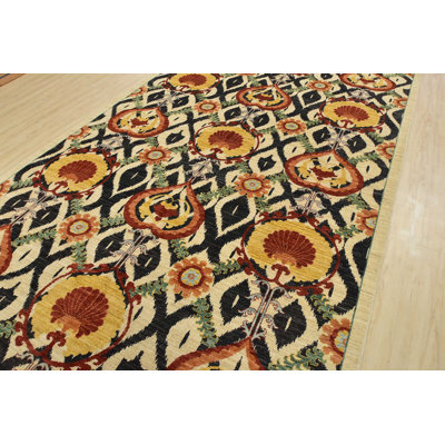 Tapis oriental en laine beige moderne noué à la main 7 pi 10 po x 13 pi Suzani Ziegler