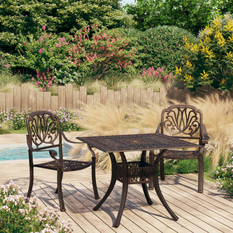 Marli Square 2 - Person Aluminum Bistro Set, Bronze
