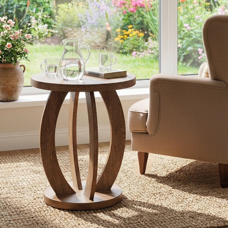 16.7" Round End Table, Side Table for Sofa