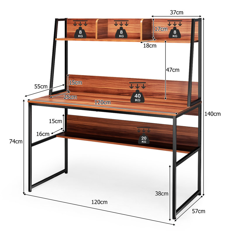 Rectangle 120cm L Training Table, Rustic Coffee