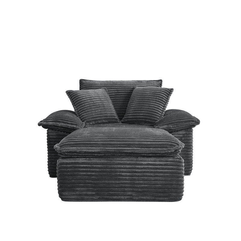 Ensemble de canapé-lit surdimensionné de 47 po et demi avec siège profond et ensemble de repose-pieds mobile à 2 couches, canapé-lit Cloud avec méridienne, canapé-lit modulaire 1 place pour le salon, non-assemblé en molleton