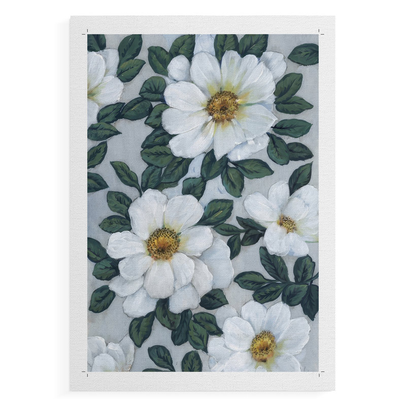 Fleurs blanc vif II - impression sur toile seulement - NON CADRE, H 48 po x l 32 po