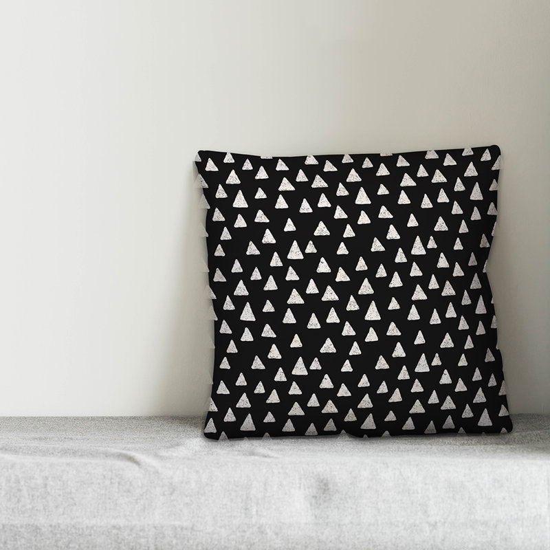 Polka Dots Reversible Throw Pillow, 20" x 20", Black/White Geometric 5