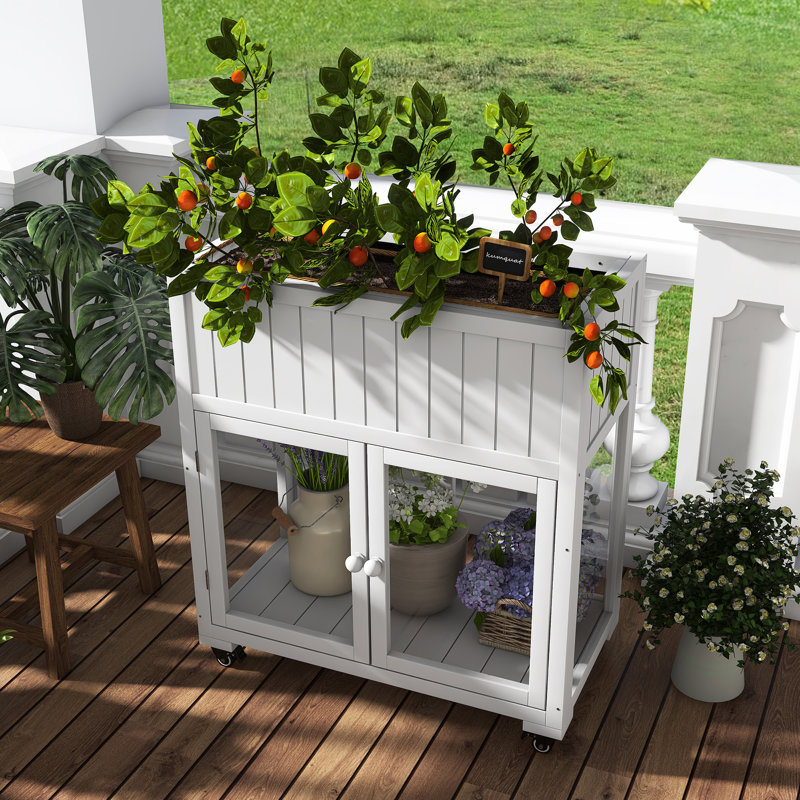 Serre de jardin avec roulettes et 2 portes compactes, Blanc