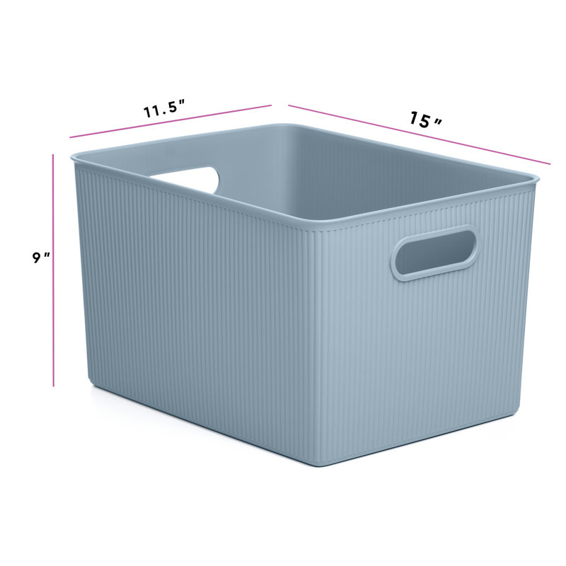Storage Bin with Matching Lid, Stone Blue