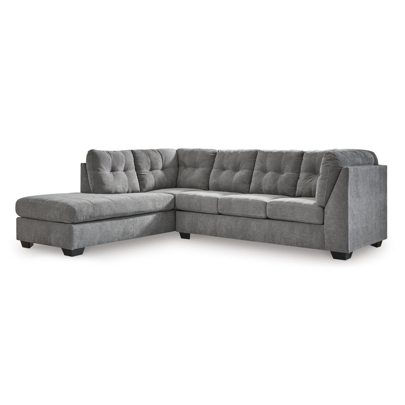 Marleton 2-Piece Sectional with Chaise, Left Hand Facing, Gray Polyester
