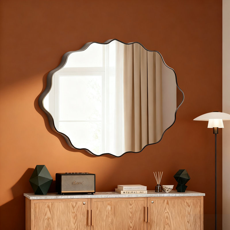 Miroirs muraux pour salle de bain, vestibule et salon, miroir de meuble-lavabo suspendu moderne, 22 po x 30 po, Noir