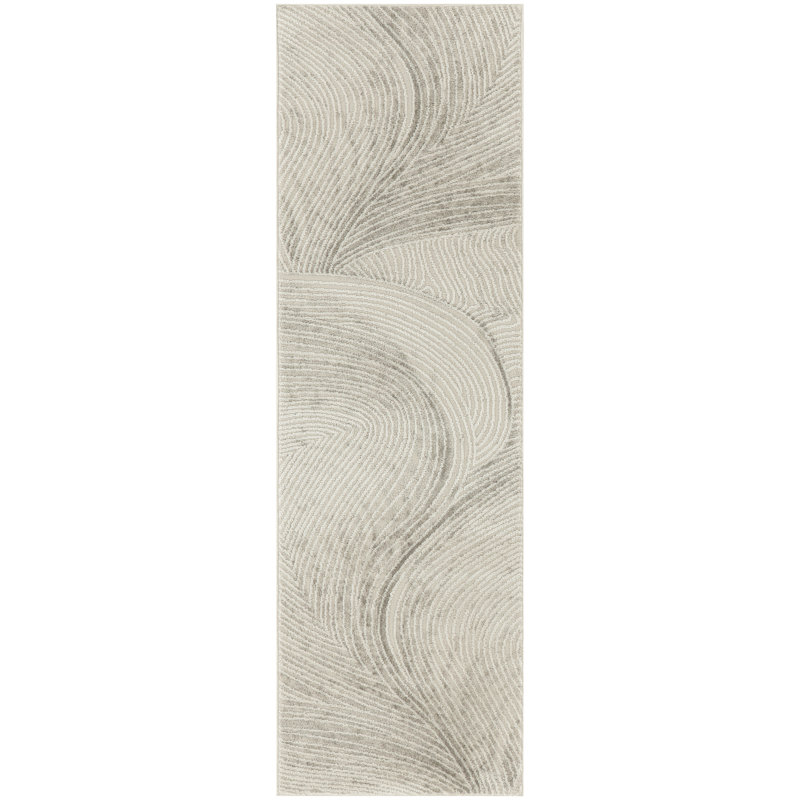 Tapis ivoire moderne Calvin Klein, Tapis de couloir 2 pi 3 po x 7 pi 3 po