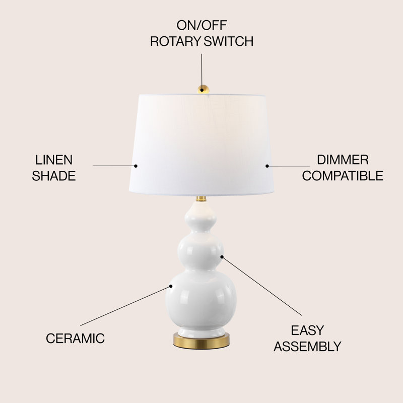 Erbe Ceramic Table Lamp, White/Gold