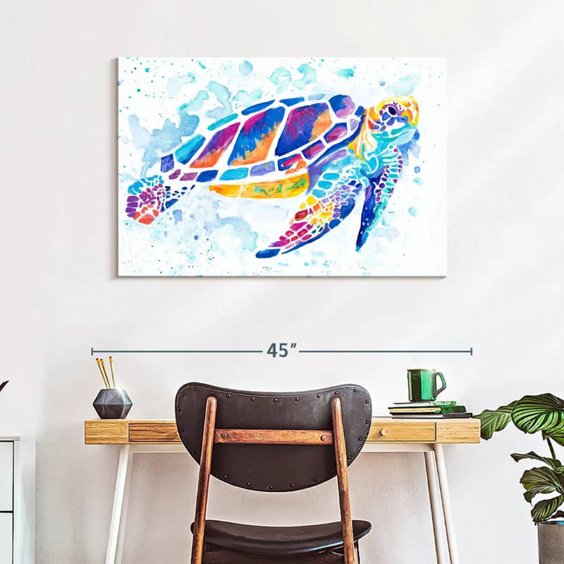 Brampt Vibrant Sea Turtle, 26" H x 39" W
