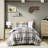 Full/queen 3pcs Duvet Cover In Microfiber With Plaid Pattern, - Safe, Machine Washable And Secure Insert Inner Ties For