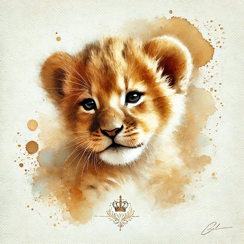 «Majestic Baby Lion Cub», art mural sur toile, H 20 po x l 30 po