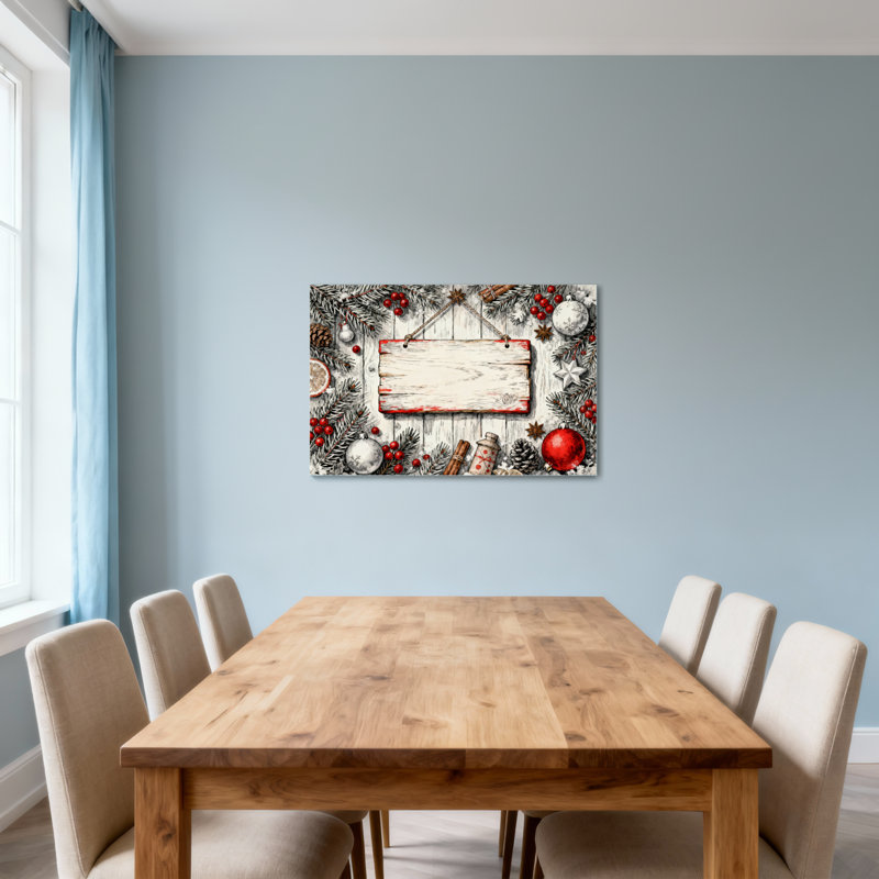 Panneau de Noël en bois avec décorations de Noël, H 24 po x l 36 po