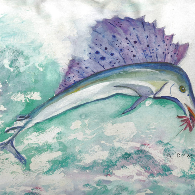 Sailfish Outdoor Reversible Throw Pillow