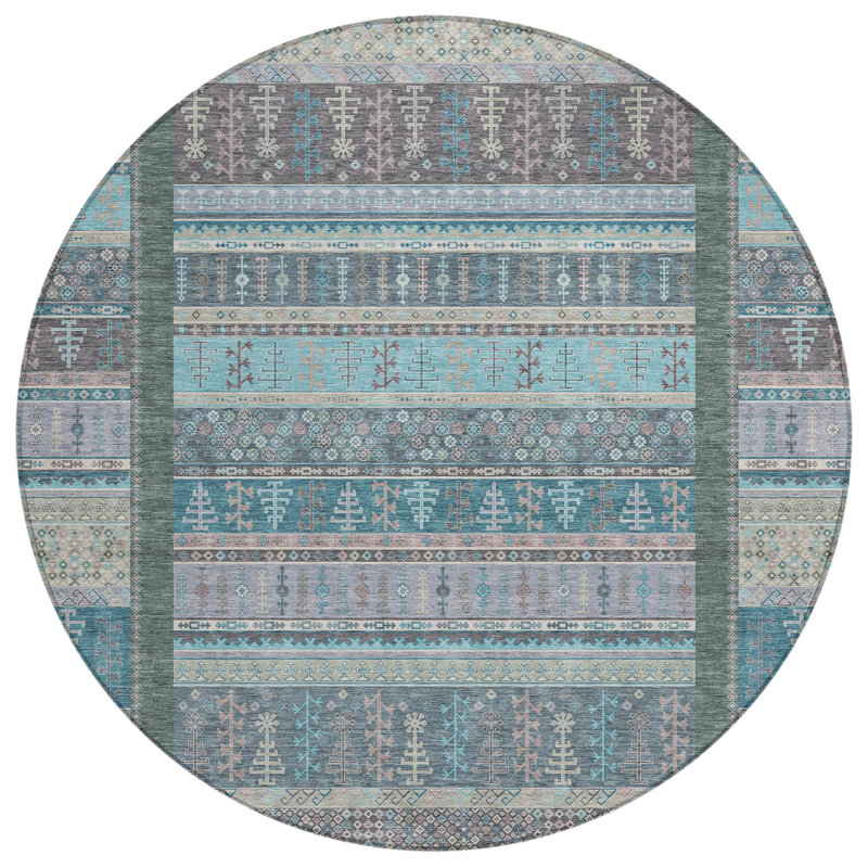 Machine Washable Indoor/Outdoor Meredith ACN2160 Striped Rug, Rectangle 1'8" x 2'6"