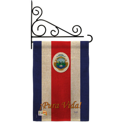 En toile jute 2 côtés de la costa rica, 19 po drapeau de jardin