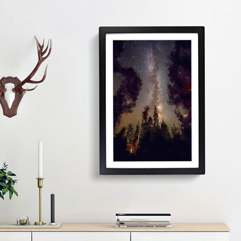Stars Above the Trees - Picture Frame Graphic Art Print, 48cm H x 36cm W x 2cm D, Black Framed