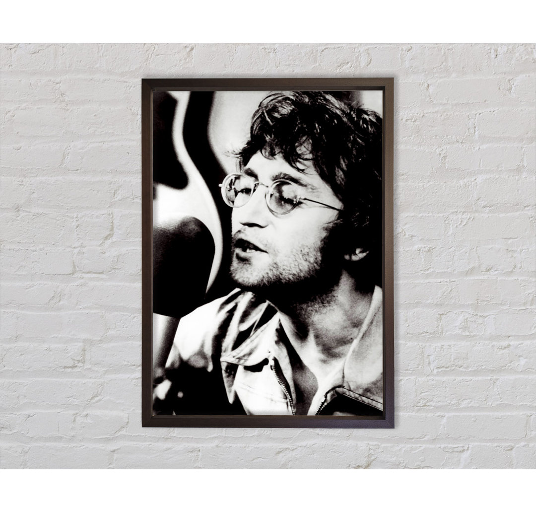 John Lennon Imagine B N W - Einzelner Bilderrahmen Kunstdrucke auf Leinwand