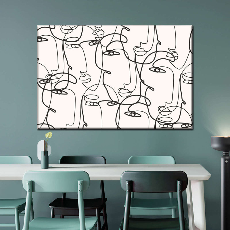 Illustration de visages de femmes sur toile, H 16 po x l 24 po x P 1,25 po