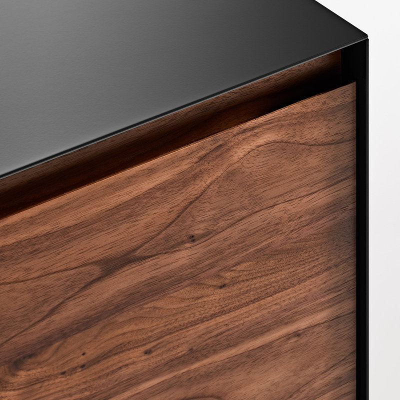 Clad 46'' W Solid Wood Sideboard, Oblivion/Walnut