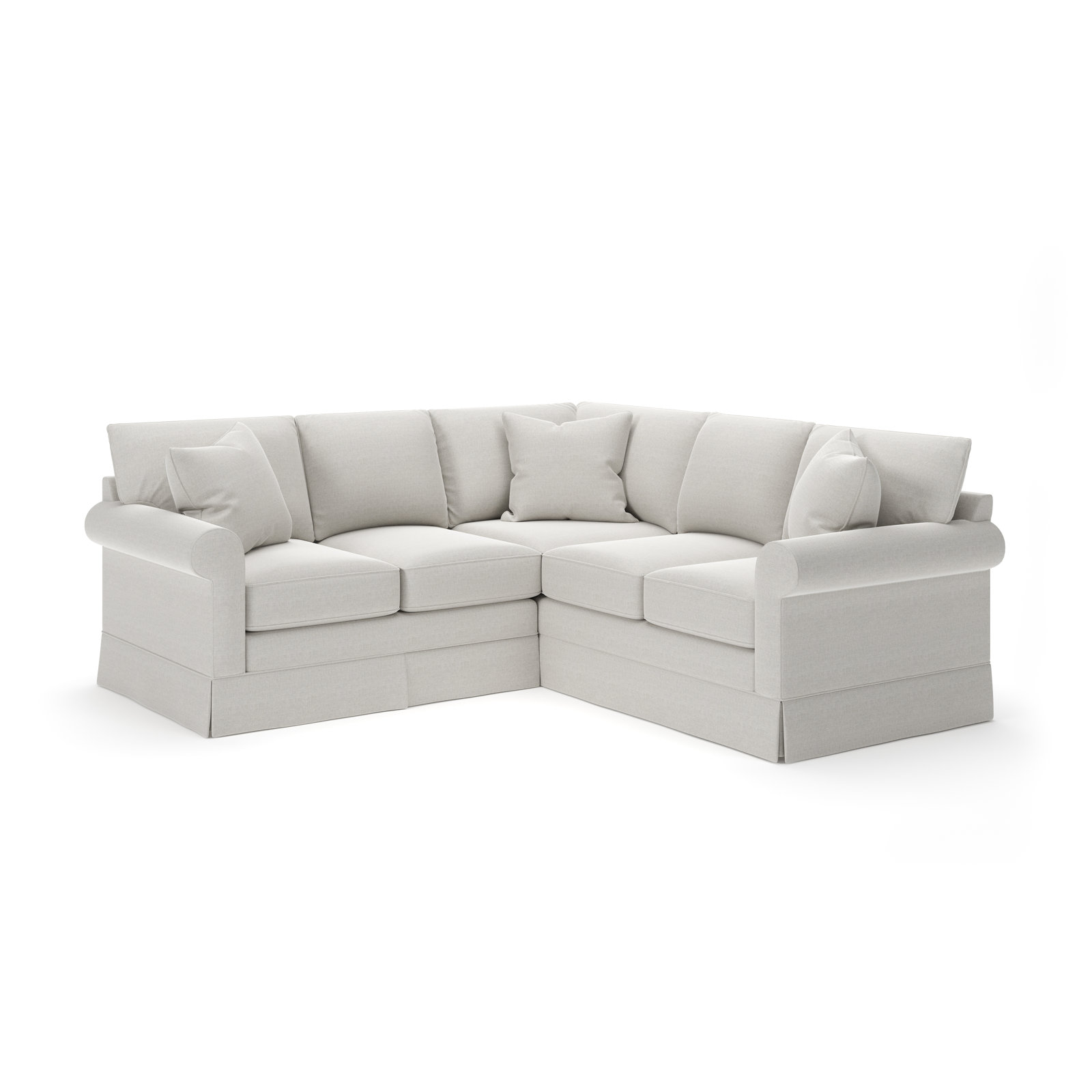 Friedman Upholstered L-Sectional, Drusky Ivory Sustain® Basketweave