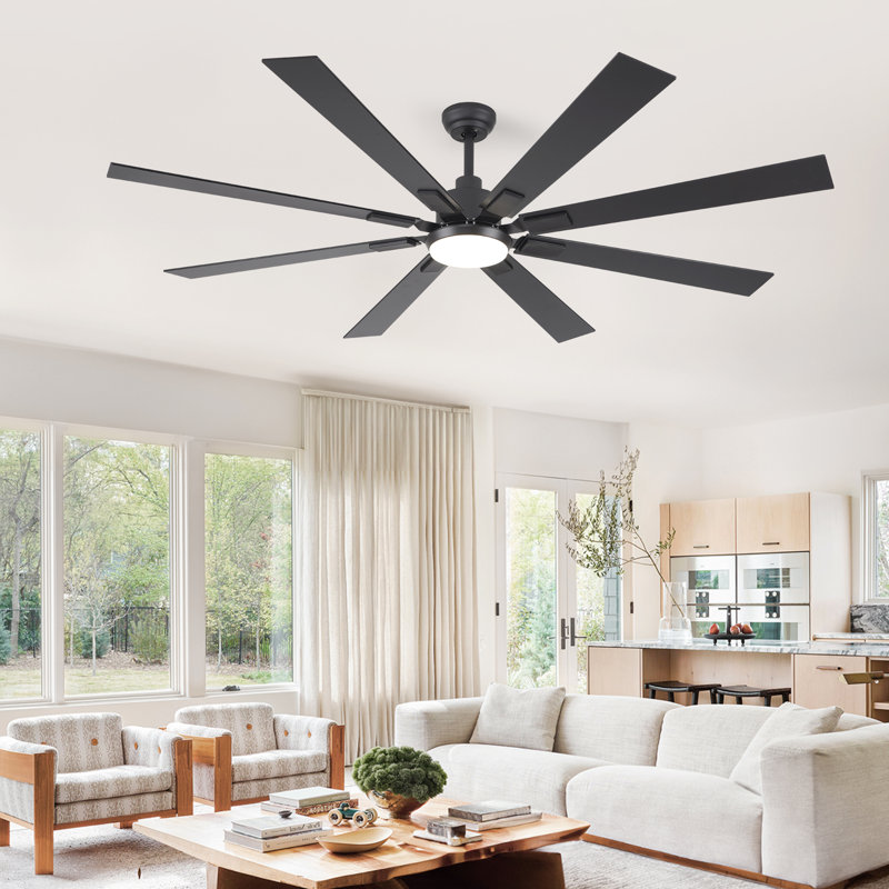 Ventilateur de plafond à DEL à 8 pales 72 po intérieur / extérieur avec lumière et télécommande Cissline pour salon / chambre à coucher / cuisine