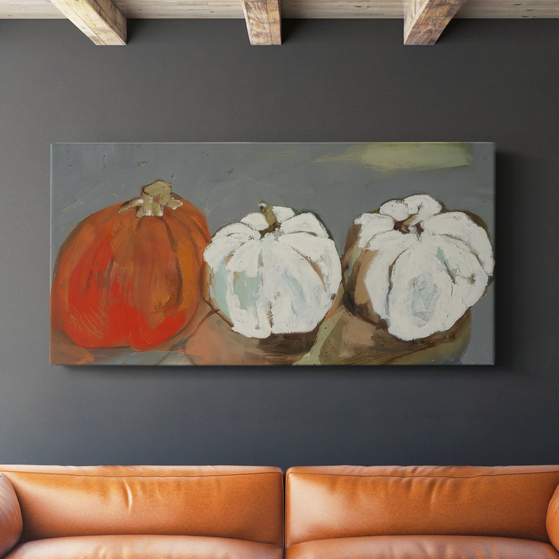 Une toile orange tendue sur toile tendue avec châssis - Prêt à accrocher, H 24 po x l 48 po