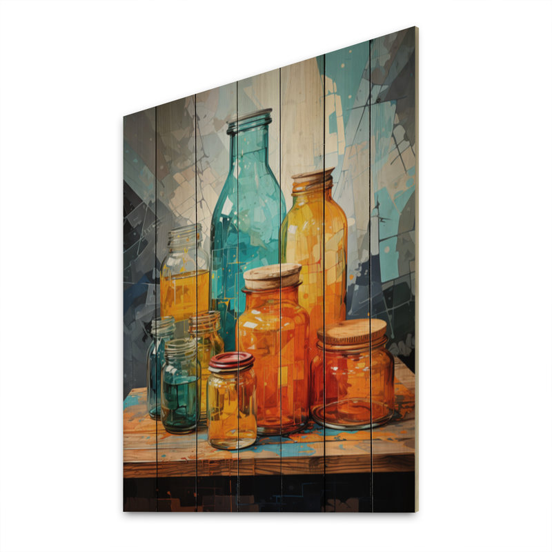 Food Condiments, reproduction abstraite sur bois naturel, H 20 po x l 10 po x P 0,78 po