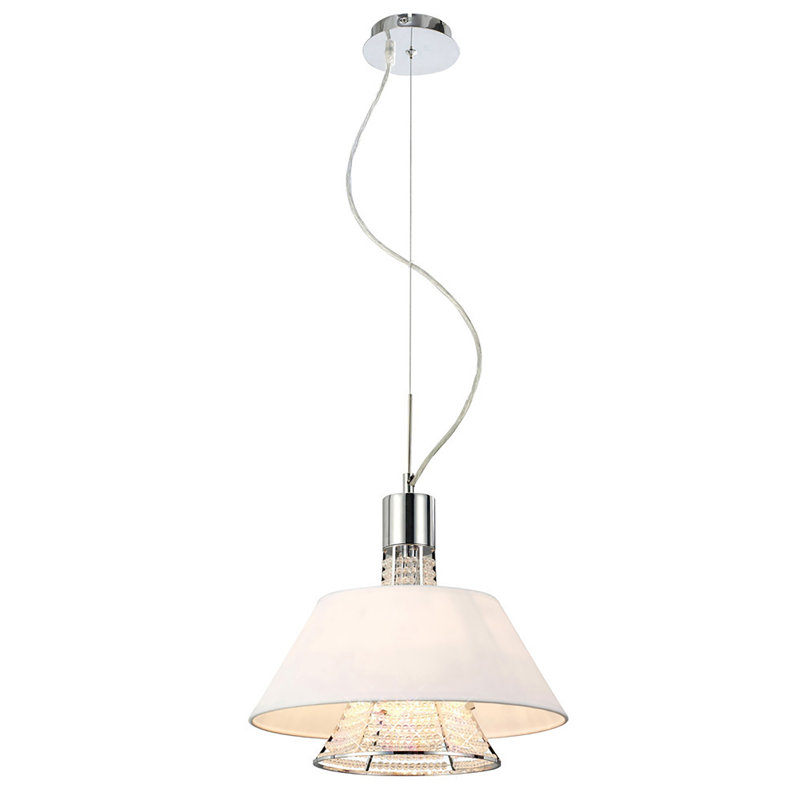 2 - Light Polished Chrome Cone Pendant, White