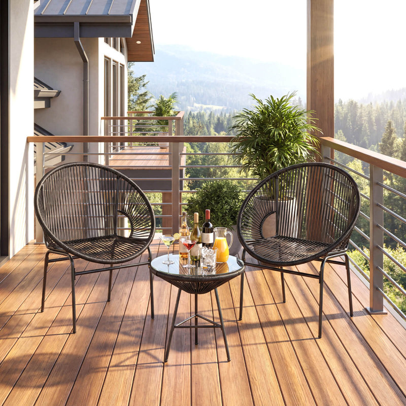 Ensemble de 3 chaises d'extérieur Bayou Breeze, Noir