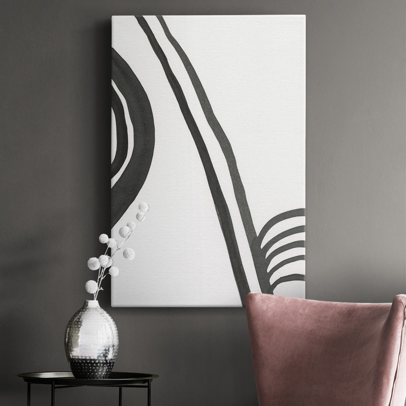Encre des lignes IV - peinture sur toile tendue, H 18 po x l 12 po x P 1 po