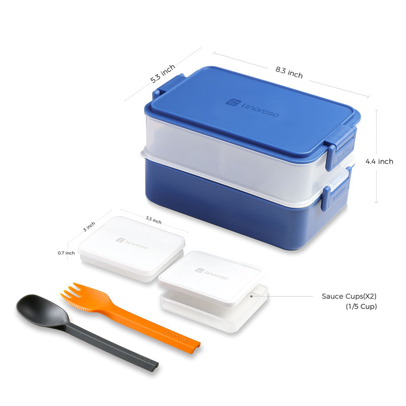 Boîte à bento empilable tout-en-un Linoroso, Bleu classique