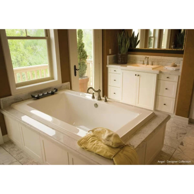 Angel 72'' L Air Bathtub, Biscuit, Satin Nickel