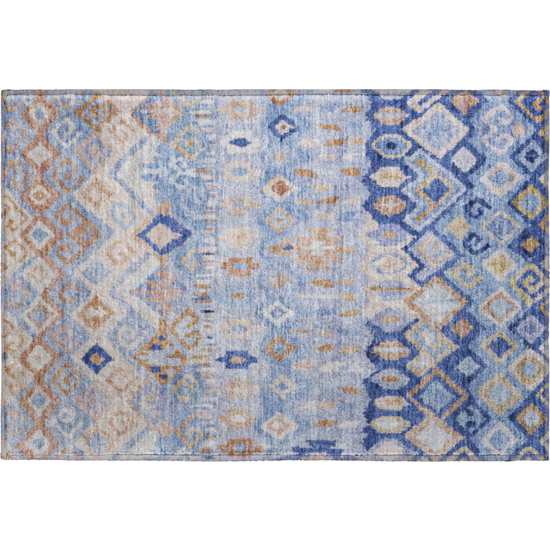 Premium Machine Washable Mayfield AMF2303 Casual Rug, Blue, 2'6" x 3'10"