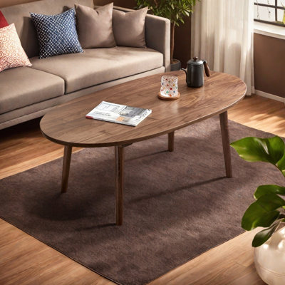 Table basse ovale simple avec noyer noir