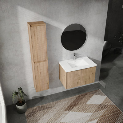 Meuble-lavabo mural 30 po avec lavabo et armoire latérale, portes à fermeture en douceur, armoire combinée 00112imo X 2-00630imo (Kd-Packing)