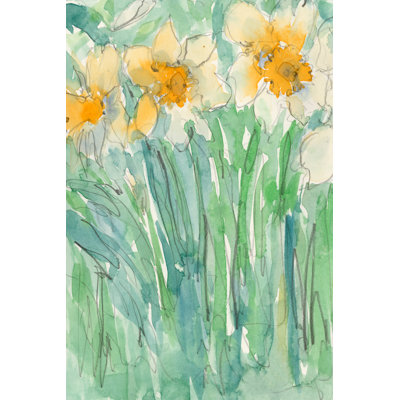Daffodils Stems I 1 Piece Wrapped Canvas Painting