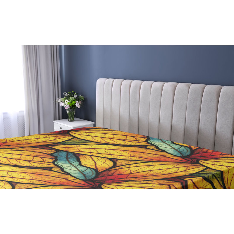 Drap-housse à motif floral Ambesonne, Moutarde / motif floral vermillon, Drap-housse simple TG