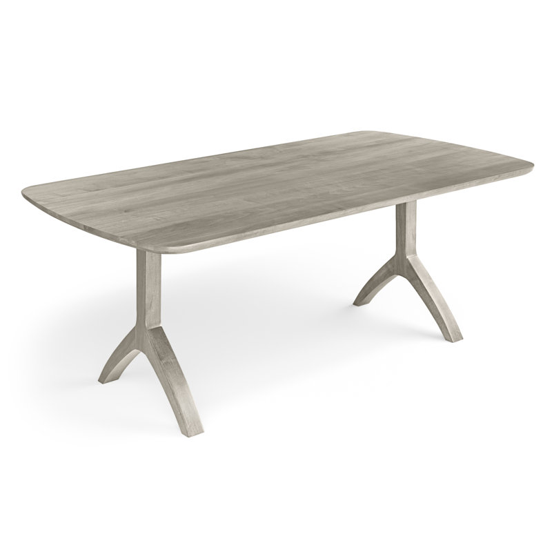 Lalia Maple Solid Wood Top Dining Table, 29"H x 60"L x 36"W, Mist