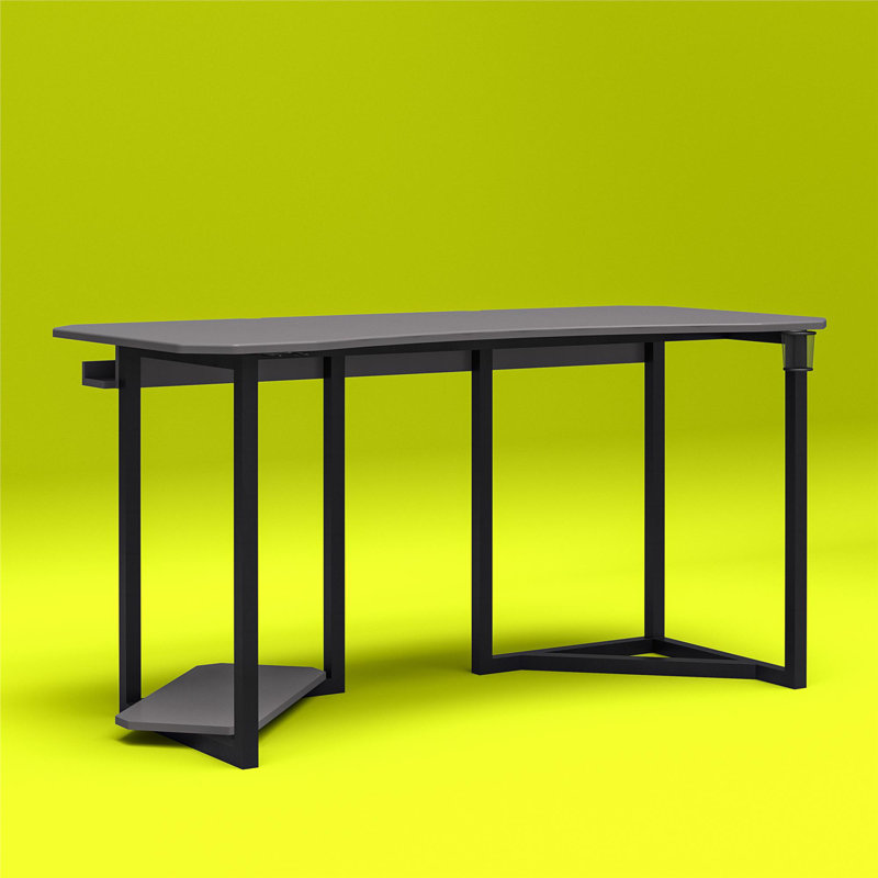 Quest Gaming Desk with CPU Stand, Gray/Black