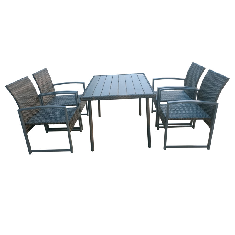 Patio Dining Set with Rectangular Table, 72cm H x 120cm W x 84cm D