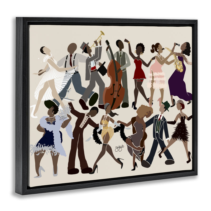 Cadre flottant Rhythm Jazz Dancers, design par Sierra Siler, Cadre flottant noir de jais, H 17 po x l 21 po