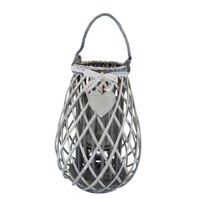 Glass Tabletop Lantern, Grey, 46" H x 33" W x 33" D