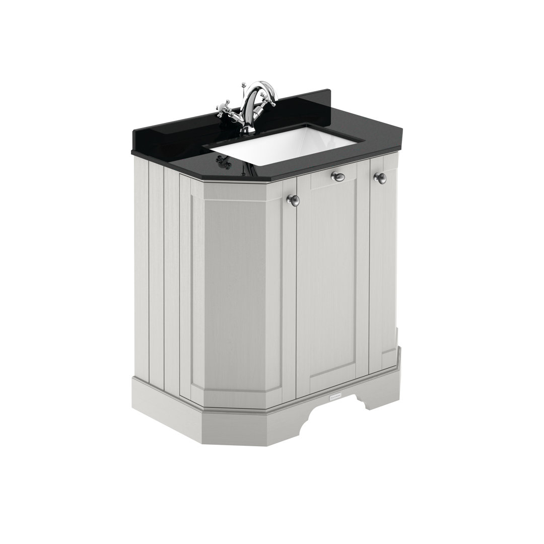 Old London Floor Standing Vanity Unit - 750mm - 3 Door - Timeless Sand - Black Marble Top - Image 3