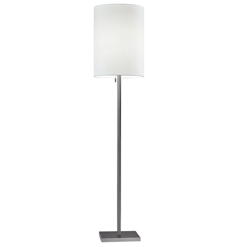 Lampe sur pied 61 po Aghvan, Acier brossé, Blanc