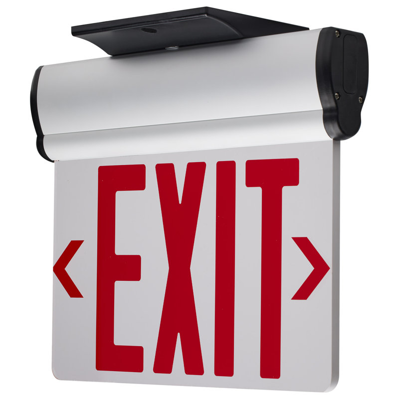 Green (Clear) Edge Lit LED Exit Sign 90min Ni-Cad backup 120/277V Single Face Top/Back/End Mount, Red