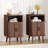 Fluted Nightstand Set, Mid Century Modern End Table 2 PCS With Open Shelf and Cabinet, Curved Round Edge Wooden Bedside Table With Slide Doors, Walnut