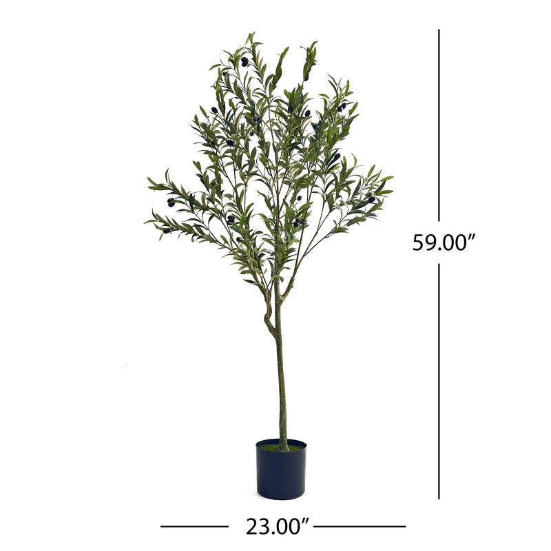 Aarav Faux Olive Tree Tree in Pot, 59" H x 23" W x 23" D