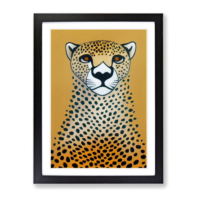 Isere Cheetah Suprematism - Picture Frame Print, 64cm H x 46cm W, Black Framed